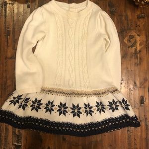 Gymboree White Blue Sweater Knit Kids Dress 4T